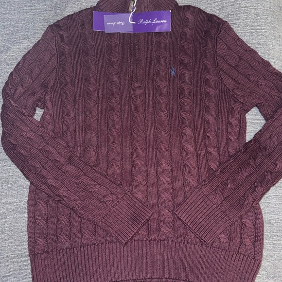 Ralph Lauren Purple Label Men's Burgundy Quarter Zip Sweater